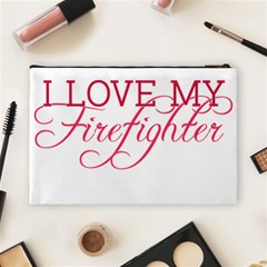 I Love My Firefighter Cosmetic Bag (Large) from ArtsNow.com Back