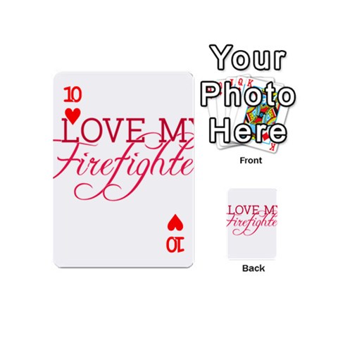 I Love My Firefighter Playing Cards 54 (Mini) from ArtsNow.com Front - Heart10