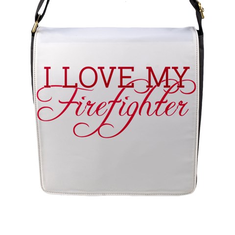 I Love My Firefighter Flap Closure Messenger Bag (L) from ArtsNow.com Front