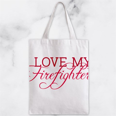 I Love My Firefighter Zipper Classic Tote Bag from ArtsNow.com Front