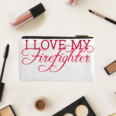 I Love My Firefighter Cosmetic Bag (XS) from ArtsNow.com Back