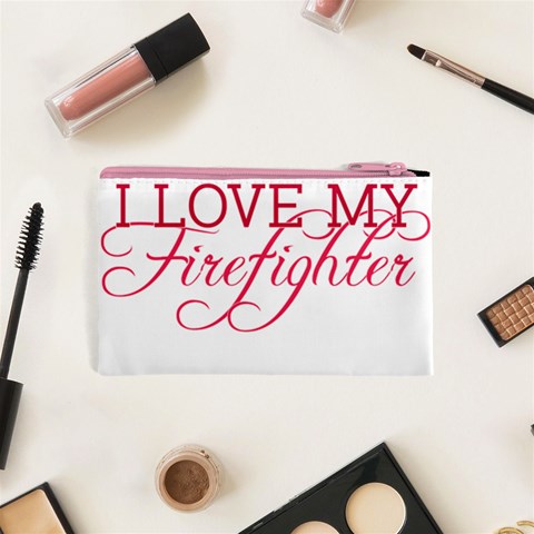 I Love My Firefighter Cosmetic Bag (XS) from ArtsNow.com Back