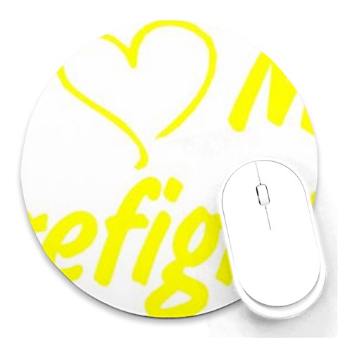 I Love My Firefighter Round Mousepad from ArtsNow.com Front