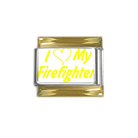 I Love My Firefighter Gold Trim Italian Charm (9mm) from ArtsNow.com Front