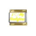 I Love My Firefighter Gold Trim Italian Charm (9mm)