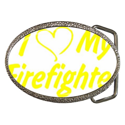 I Love My Firefighter Belt Buckle from ArtsNow.com Front