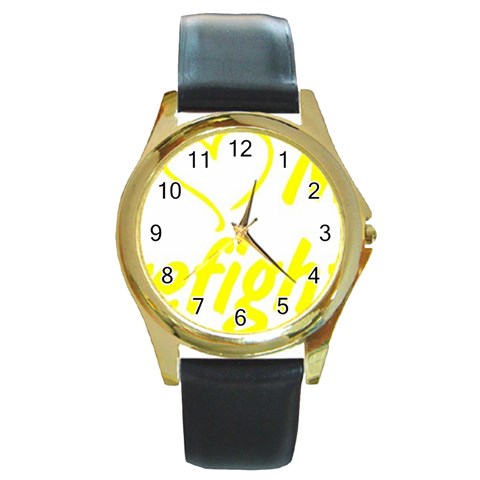 I Love My Firefighter Round Gold Metal Watch from ArtsNow.com Front