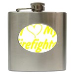 I Love My Firefighter Hip Flask (6 oz)