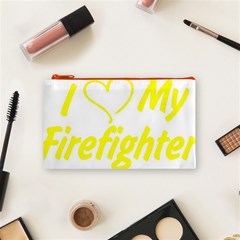 I Love My Firefighter Cosmetic Bag (Small) from ArtsNow.com Front