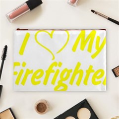 I Love My Firefighter Cosmetic Bag (Large) from ArtsNow.com Front