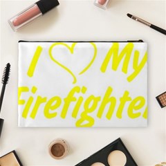 I Love My Firefighter Cosmetic Bag (Large) from ArtsNow.com Back