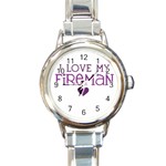 I Love My Fireman Round Italian Charm Watch