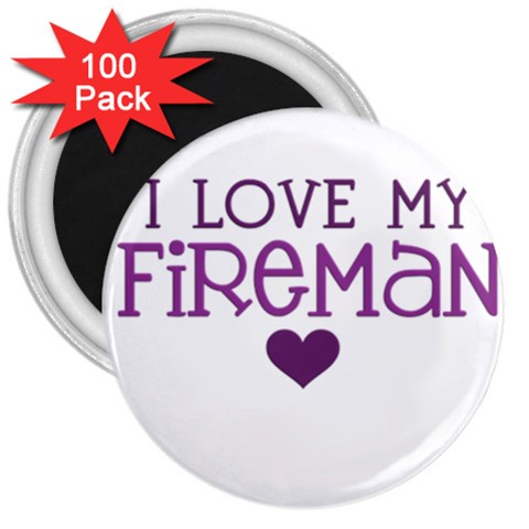 I Love My Fireman 3  Magnet (100 pack) from ArtsNow.com Front