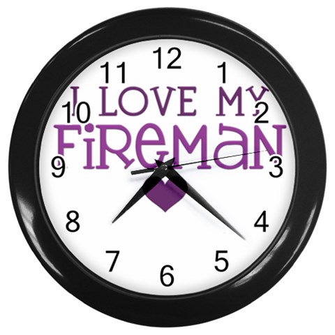 I Love My Fireman Wall Clock (Black) from ArtsNow.com Front