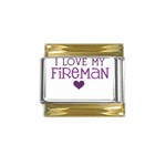 I Love My Fireman Gold Trim Italian Charm (9mm)