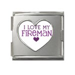 I Love My Fireman Mega Link Heart Italian Charm (18mm)