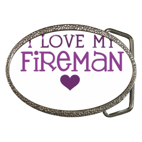 I Love My Fireman Belt Buckle from ArtsNow.com Front