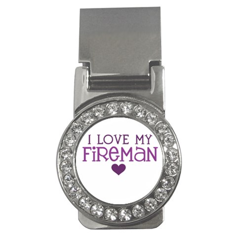 I Love My Fireman Money Clip (CZ) from ArtsNow.com Front