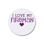 I Love My Fireman Rubber Coaster (Round)