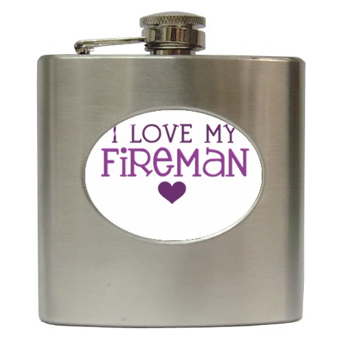 I Love My Fireman Hip Flask (6 oz) from ArtsNow.com Front