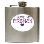 I Love My Fireman Hip Flask (6 oz)