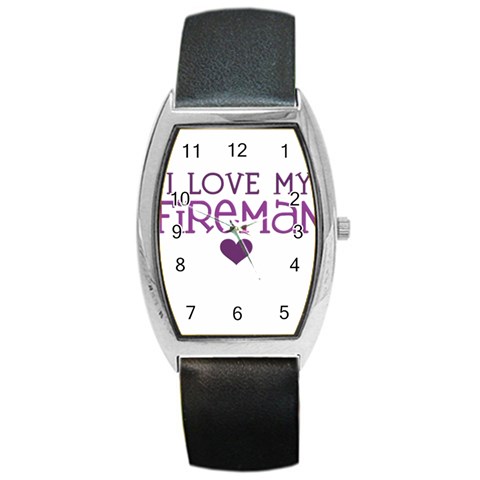 I Love My Fireman Barrel Style Metal Watch from ArtsNow.com Front