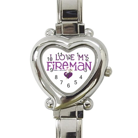 I Love My Fireman Heart Italian Charm Watch from ArtsNow.com Front