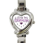 I Love My Fireman Heart Italian Charm Watch