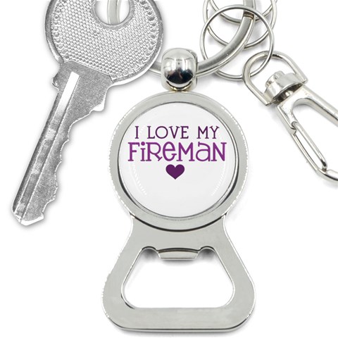 I Love My Fireman Bottle Opener Key Chain from ArtsNow.com Front