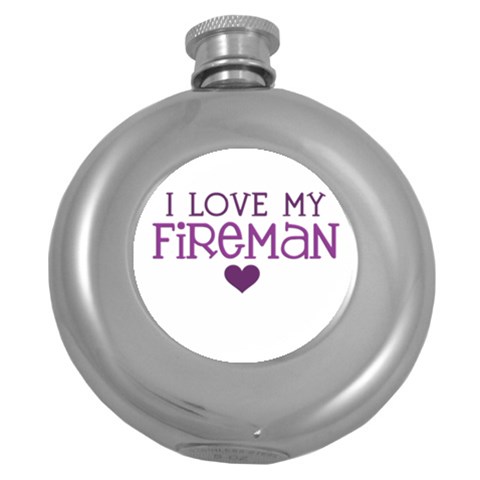 I Love My Fireman Hip Flask (5 oz) from ArtsNow.com Front