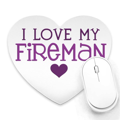 I Love My Fireman Heart Mousepad from ArtsNow.com Front