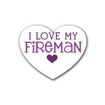 I Love My Fireman Rubber Heart Coaster (4 pack)