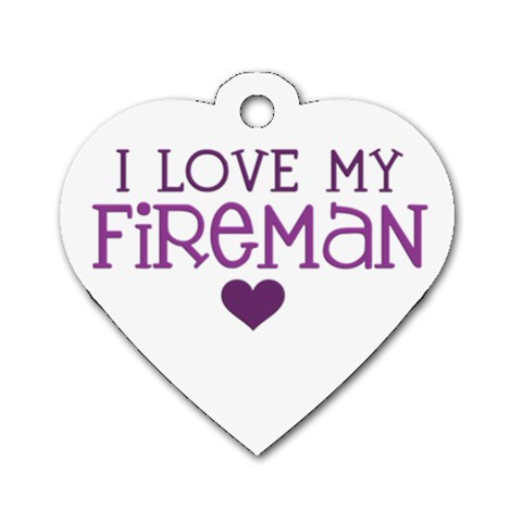 I Love My Fireman Dog Tag Heart (One Side) from ArtsNow.com Front