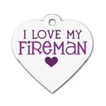 I Love My Fireman Dog Tag Heart (One Side)