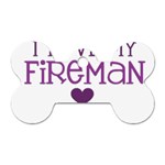 I Love My Fireman Dog Tag Bone (Two Sides)