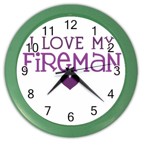 I Love My Fireman Color Wall Clock from ArtsNow.com Front