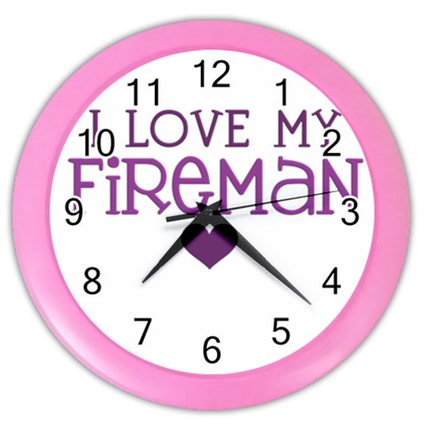 I Love My Fireman Color Wall Clock from ArtsNow.com Front