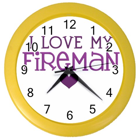 I Love My Fireman Color Wall Clock from ArtsNow.com Front