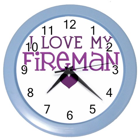 I Love My Fireman Color Wall Clock from ArtsNow.com Front