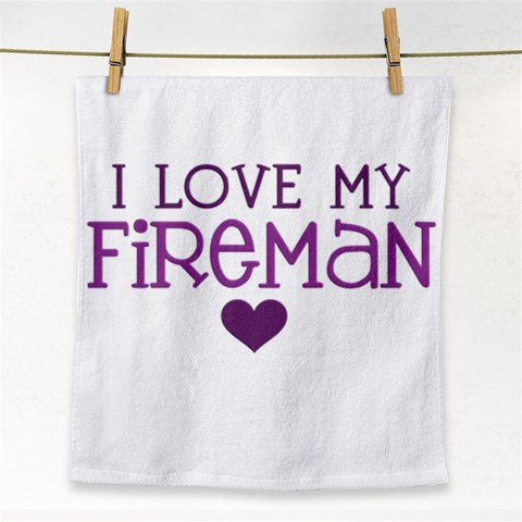 I Love My Fireman Face Towel from ArtsNow.com Front