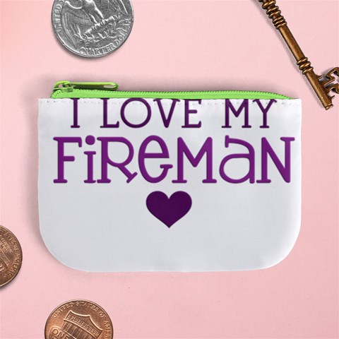 I Love My Fireman Mini Coin Purse from ArtsNow.com Front