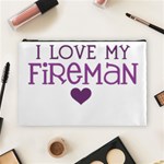 I Love My Fireman Cosmetic Bag (Large)