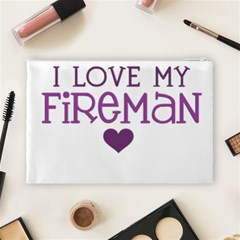 I Love My Fireman Cosmetic Bag (Large) from ArtsNow.com Back