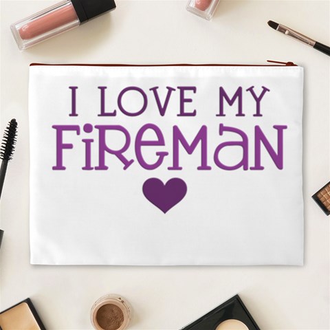 I Love My Fireman Cosmetic Bag (XL) from ArtsNow.com Back