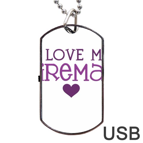 I Love My Fireman Dog Tag USB Flash (One Side) from ArtsNow.com Front