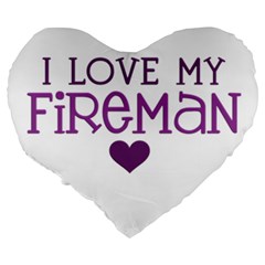 I Love My Fireman Large 19  Premium Heart Shape Cushion from ArtsNow.com Back