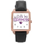 I Love My Fireman Rose Gold Leather Watch 