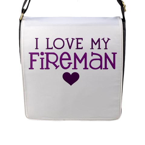 I Love My Fireman Flap Closure Messenger Bag (L) from ArtsNow.com Front