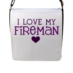 I Love My Fireman Flap Closure Messenger Bag (L)