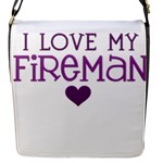 I Love My Fireman Flap Closure Messenger Bag (S)